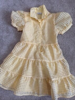 Janie and Jack Pale Yellow Tiered Puff-Sleeve Dress